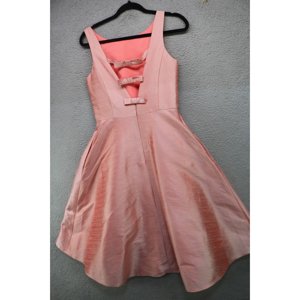 Vtg. Alfred Sung Hi-Lo Swing Dress-Sleeveless-Sz 6-Textured-Bows-Party-Minimal